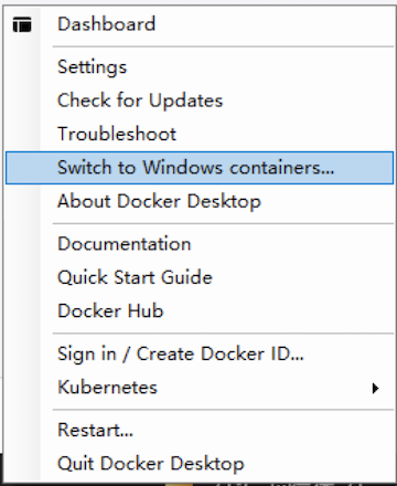 Docker Desktop: Switch between Linux and Windows