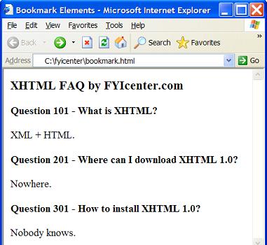 HTML a name Element - Bookmarks in Document