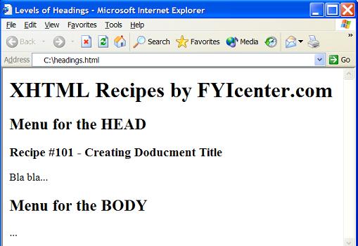 HTML h1 Element - Levels of Headings