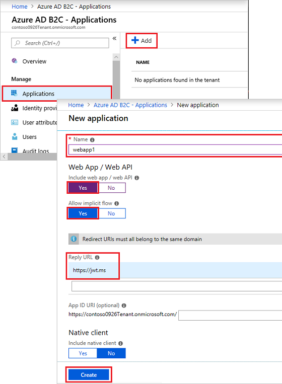 Azure AD B2C Application Registration