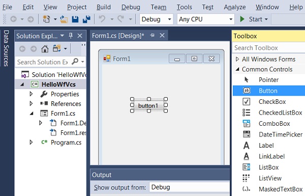 Build Windows Forms App with VC# Code in Visual Studio 2017